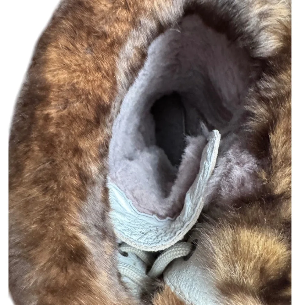 Natural Fur + Shearling-Lined Winter Boots – Tan Suede Lace-Up & Zipper - Picture 6 of 10